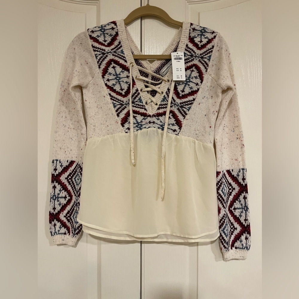Abercrombie & Fitch printed sweater with chiffon​​​​​